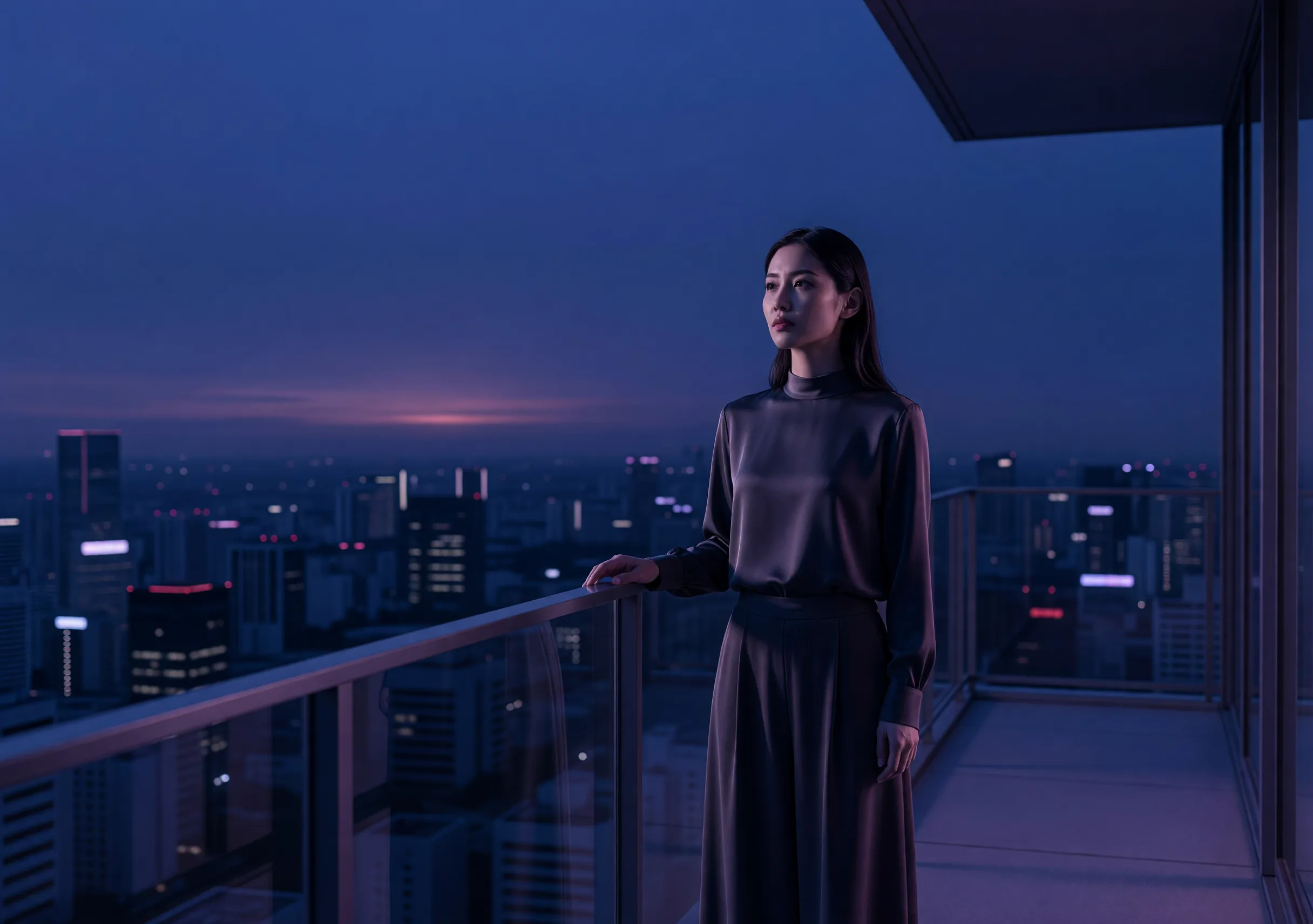 夜のバルコニー